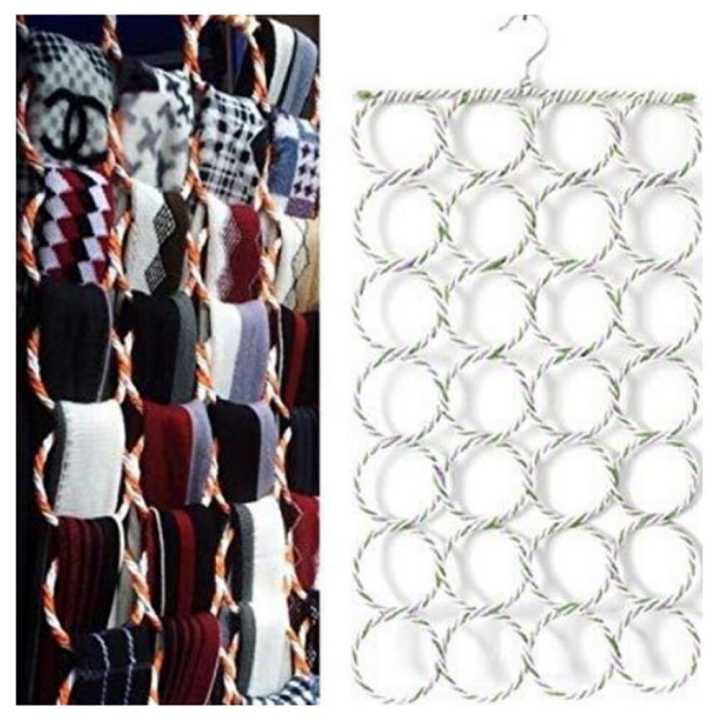 Wrapped Rope Holding Rack Multi use 28 Hole Ring Rope Scarf Wrap Shawl Storage Holder Hanger Tie ...