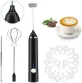 Rechargeable Hand-Held Electric Milk Frother Coffee Stirrer Egg Beater. 