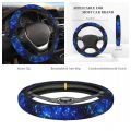 1PC Car steering wheel cover without inner ring, breathable and anti-slip, blue starry sky girl steering wheel cover. 