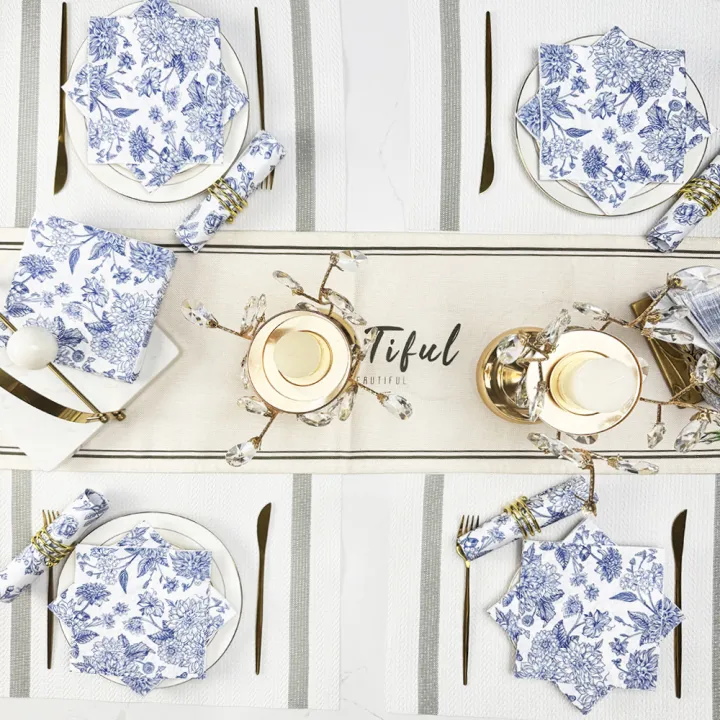 20pcs/pac%20Minimalist%20Printed%20Napkins%20Paper%20Ink%20Blue%20Patterned%20Dining%20Table%20Napkins%20Elegant%20Ancient%20Style%20Mouth%20Wiping%20Cloth%20-%20Image%203