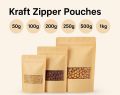 100pcs Brown Kraft Standup Pouches with Clear Window - Zip Lock, Durable Kraft Paper Bags for Snacks, Candy & Spices - 50g/100g/200g/250g/500g/1kg. 