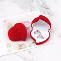 Double ring Jewelry box Elegant Heart-shaped Peach shape Ring box Flower design Velvet lining Flocking box for Gift giving Jewelry storage Engagement Wedding Retail display. 