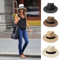 Summer Beach Vacation Panama Jazz Hat Sunscreen Handwoven Straw Sun Hat Men Women Hawaii Casual Sunshade Gangster Cap Bucket Hat. 