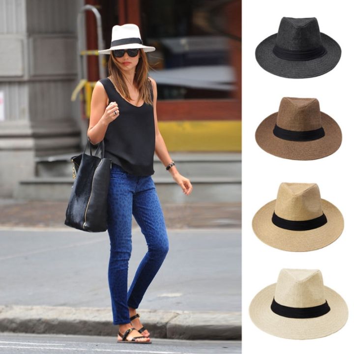 Summer%20Beach%20Vacation%20Panama%20Jazz%20Hat%20Sunscreen%20Handwoven%20Straw%20Sun%20Hat%20Men%20Women%20Hawaii%20Casual%20Sunshade%20Gangster%20Cap%20Bucket%20Hat%20-%20Image%204