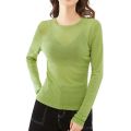 Mesh Undershirt Women's Inner Layer With Sun Protection Clothing Thin Transparent Top Spring Autumn Ice Silk Lace Gauze T-Shirt. 