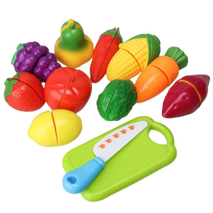 7pcs Pretend Play Cutting Fruit Toy Set Simulation Fruits Vegetables Food Toy Set Kitchen Toys for Kids