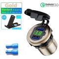 【Gold-Standard】 36W Dual USB Charger 12V Socket QC 3.0 Display Switch Waterproof Socket Plug For Phone. 