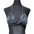 872#2023European and american new women's clothes Lace-up Denim Bikini Beach Split Swimsuit. 