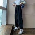 Fat Girl Sports Pants Large Size Loose Gray Casual Pants Female Spring and Summer Students Korean Style High Waist Ankle-Tied Trousers Harem Pants. 