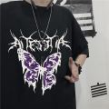 Summer T-Shirts Y2K Retro Butterfly Printed Male Oversized Tee Harujuku Clothing Women's Korean Wave Cool Couple Highstreet. 