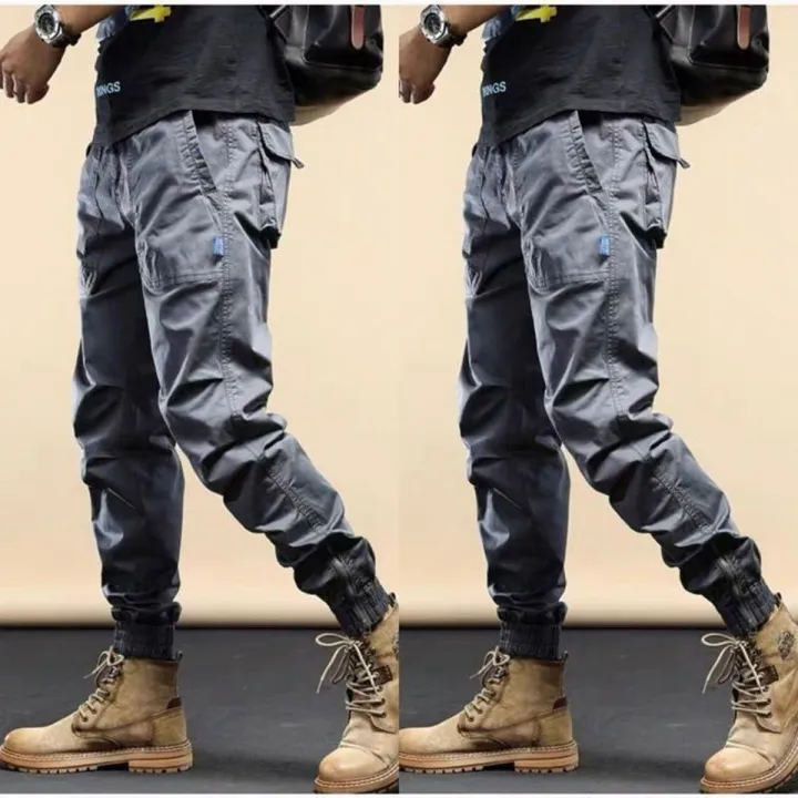 Summer Overalls Men's American Retro Trendy Jogger Pants Men's Welding Wear-Resistant Anti-Scald Loose Casual Pants1/2