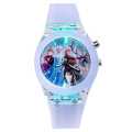 1PC Disney Frozen Princess Watches for Girls Aisha Children's Luminous Elsa Watch Kids School Student Silicone Colorful Lights Clock. 
