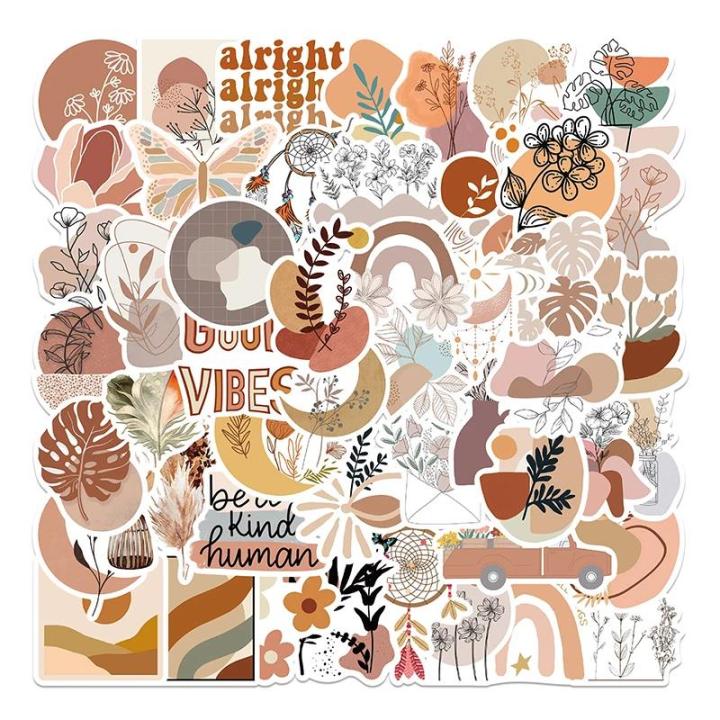 10/30/50PCS Kawaii Bohemian Flower Sticker Aesthetic PVC Decoration ...