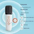 Compact Wireless Mini Karaoke Speaker System with Bluetooth, Microphone, and LED Effects, Ideal for Singing at Home or Outdoor Parties for All Ages. 