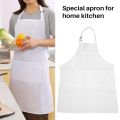 4 Pack Bib Aprons with 2 Pockets Adjustable Chef Apron , White. 