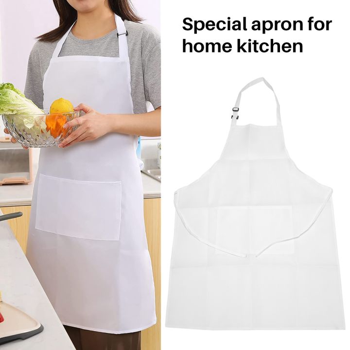 4%20Pack%20Bib%20Aprons%20with%202%20Pockets%20Adjustable%20Chef%20Apron%20,%20White%20-%20Image%202