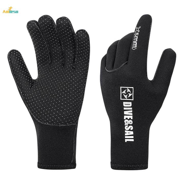 5mm Diving Gloves Neoprene, Flexible Wetsuits Five Finger Gloves