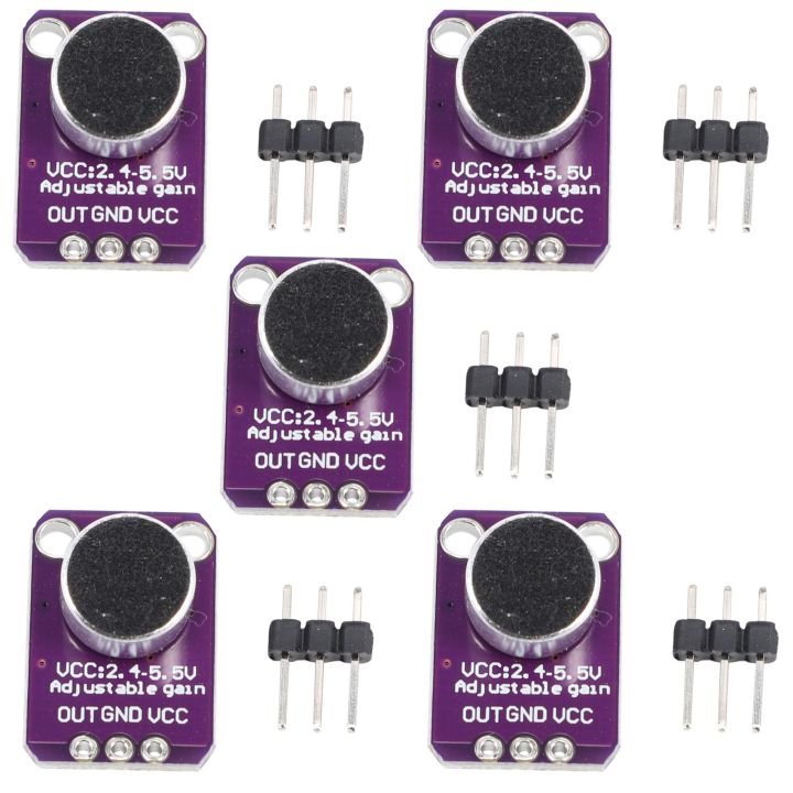 5Pcs GY-MAX4466 Electret Microphone Amplifier MAX4466 Module Adjustable ...