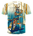 Japanese samurai 3D print T-shirts for men fashion o-neck short sleeve men's T shirt Harajuku hip hop streetwear Ninja tees tops. 
