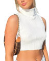 Yfashion Sleeveless Mock Turtleneck Tank Top For Women Y2K Ribbed Knit Slim Fit Solid High Neck Cropped Cami Top. 
