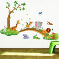 Cartoon Elephant Giraffe Animals Theme Wall Art Decal Sticker Decoration for Living Room Nursery Baby Girl Boy Kid Children's Room Bedroom Decoration. 