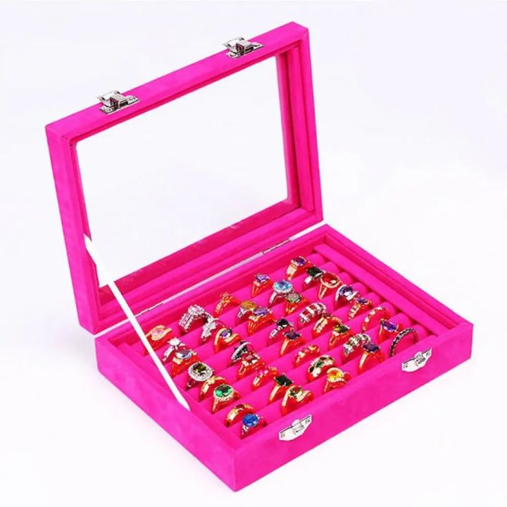 Velvet%20Portable%20Jewelry%20Organizer%20Display%20Earring%20Ring%20Storage%20Tray%20Box%20Case%20-%20Image%204