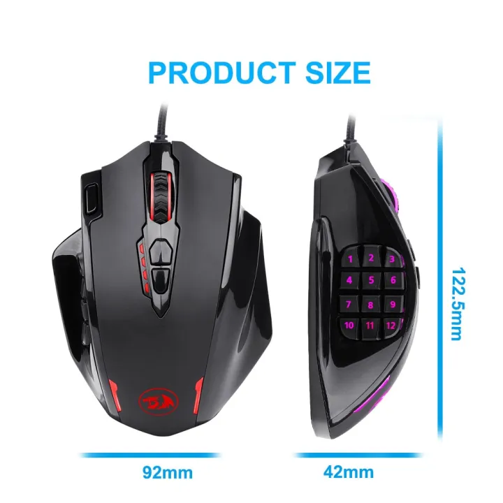REDRAGON%20M908%20Impact%20USB%20wired%20RGB%20Gaming%20Mouse%2012400%20DPI%2017%20buttons%20programmable%20game%20Optical%20mice%20for%20Computer%20PC%20Laptop%20-%20Image%206