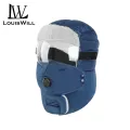 LouisWill 5 IN 1 Winter Hats Plush Lining Warm Scarf Winter Warm Hat Thick Hat Full Face Protective Hats Breathable Mask Riding Goggles for Storm Cold Winter Climbing Skiing Cycling Hiking. 