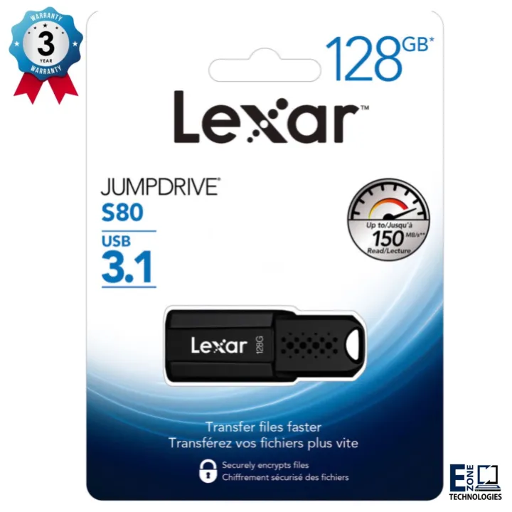 Lexar%20JumpDrive%20S80%2032GB/64GB/128GB/256GB%20USB%203.1%20Flash%20Drive,%20Up%20to%20130-150MB/s%20(3%20years%20Warranty)%20-%20Image%202