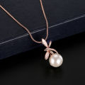 Vogue Jewelry Set Bright Luster Plated Imitation Pearl Necklace Earrings. 