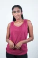 Moffi Essentials - Women's Skinny -Maroon Arm Cut Tank Top. 