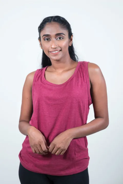 Moffi Essentials - Women's Skinny -Maroon Arm Cut Tank Top