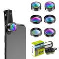 APEXEL  6In1 Kit Camera Lens Photographer Mobile Phone Lenses Kit Macro Wide Angle Fish Eye CPL Filter for iPhone Xiaomi Mi9. 