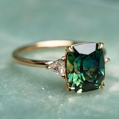 【ALLGOOD】Elegant Square Emerald Ring for Women Fashion Gold Color Inlaid Green Zircon Wedding Rings Bridal Engagement Jewelry