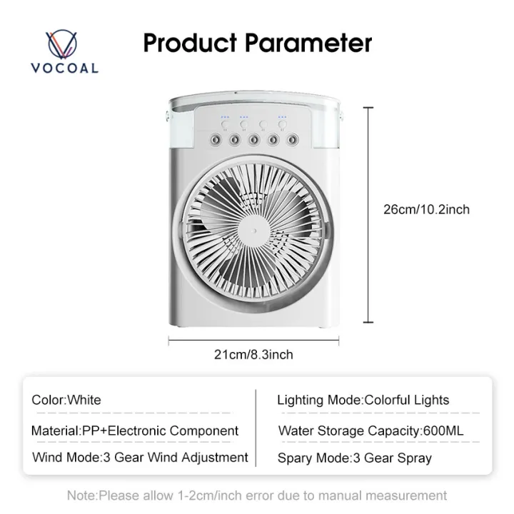 Vocoal%203%20In%201%20Desk%20Cooling%20Fan%20Spray%20Fan%20Quiet%20Cooling%20Air%203%20Gear%20Wind%20Adjustment%207%20Ambient%20Light%20Timer%20Mute%20USB%20Mini%20Portable%20Summer%20Fan%20Stand%20Fan%20Desktop%20Fan%20For%20Room%20Office%20-%20Image%2010