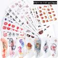 24pcs Flower Graffiti Water Nail Sticker Set Ink Blooming Floral Leaf Nail Art Design Polish Manicure Decoration Sliders. 