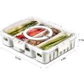 Divided Snackle Box with Lids Stackable Food Serving Tray for Fruit&Veggie Plastic Fridge Storage Container for Pantry Freezer Clear Snack Box. 