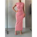 Women'S Ruched Bodycon Dress Summer Casual Sleeveless Back Slit Elegant Club Evening Party Cocktail Maxi Dresses. 