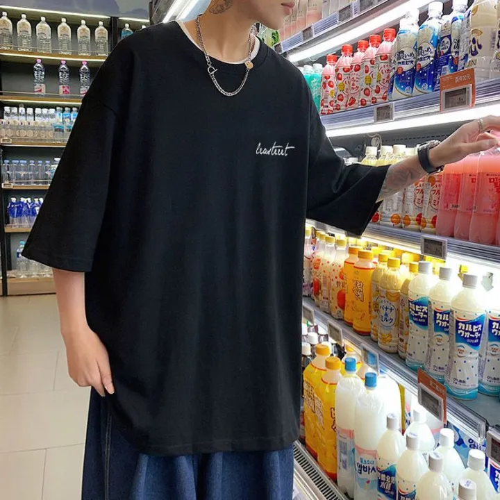 Summer%20Short%20Sleeve%20T%20T-shirt%20Male%20Half%20Sleeve%20New%20Fashion%20Brand%20Loose%20Letter%20Simplicity%20All-Match%20Fashion%20Hong%20Kong%20Style%20ins%20Five-Point%20Top%20-%20Image%206