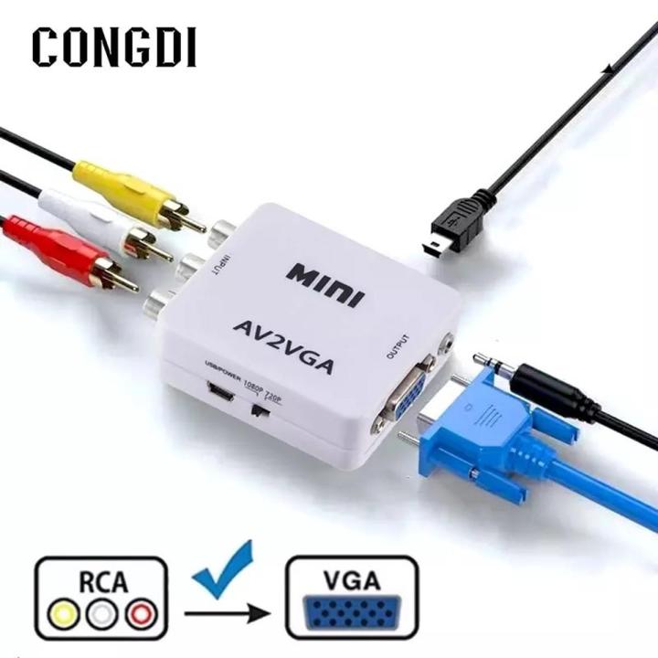 AV to VGA 1080P Mini Video Convertor RCA AV to VGA Video Converter Conversor with 3.5mm Audio AV2VGA / CVBS + Audio to PC HDTV