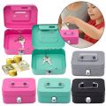 Creative Mini Lockable Cash Box with Key Sturdy Construction Money Safe Case Metal with Handle Lock Box for Adults. 