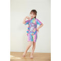 Yfashion 2pcs Girls Unicorn Swimsuit Cartoon Printing One Piece Short Sleeve Swimsuit Swimming Cap color. 
