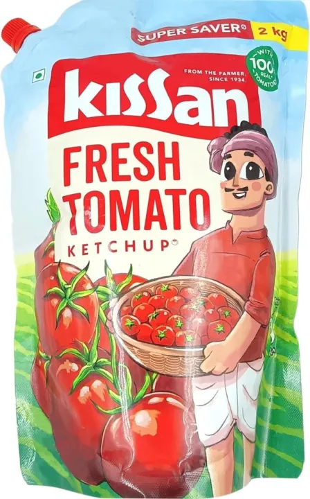 Kissan Fresh Tomato Ketchup 2 kg Pouch, Sweet & Tangy Sauce Real Tomatoes - Super Saver Offer Pack    (FROM INDIA) SAM