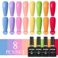 Parkson 8pcs/Set Nail Polish UV Gel Nail Art Polish Soak Off Manicure Nail Gel Varnish All Seasons Nail Decoration Gel. 