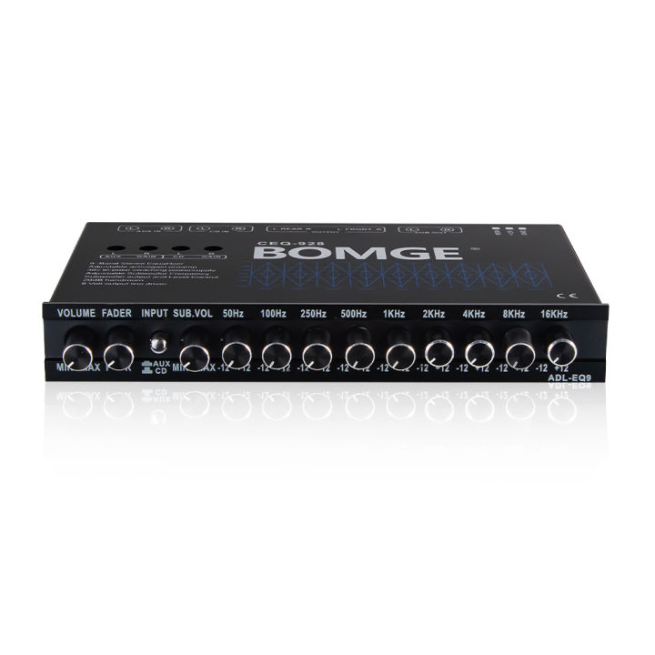 BOMGE%209-Band%20Car%20Audio%20Equalizer,%20Car%20Graphic%20Equalizer%20EQ%20W/Front,%20Rear%20+%20Sub%20Output,%208V%20RMS%20Line%20Driver,%20Adjustable%20Audio%20Output%20for%20Car,%20Boat,%20W/CD/AUX%20Input%20Select%20&%20White%20Light%20Illumination%20-%20Image%209