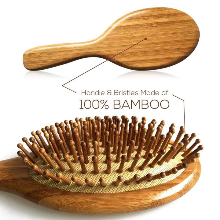 【LuckyBabyFans Store】1PC Comb Professional Paddle Cushion Hair Loss Massage Brush Comb Scalp Hair Care Healthy bamboo comb