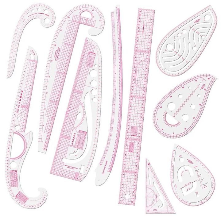 Multifunction Patchwork Ruler Plastic French Curve Sewing Ruler Measure ...