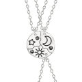 3/4 Piece Set Best Friends Friendship Necklace Sun Moon Cloud Star Inlaid Rhinestone Stitching Necklace. 