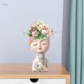 Head Planter Pots Cute Resin Face Flower Pot with Drainage Creative Decorations, Gift for Women, Man, Office and Garden Decor. 