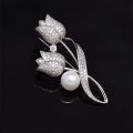 Brooch Rhinestone Tulip Flower Brooch Anti-glare Suit Brooch Collar Pin Jewelry. 